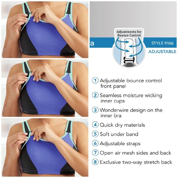 Set of 3! 36D Glamorise SPORT Bra (DOUBLE-LAYER) Wicking (UNDERWIRED) PURPLE NEW - Picture 1 of 16